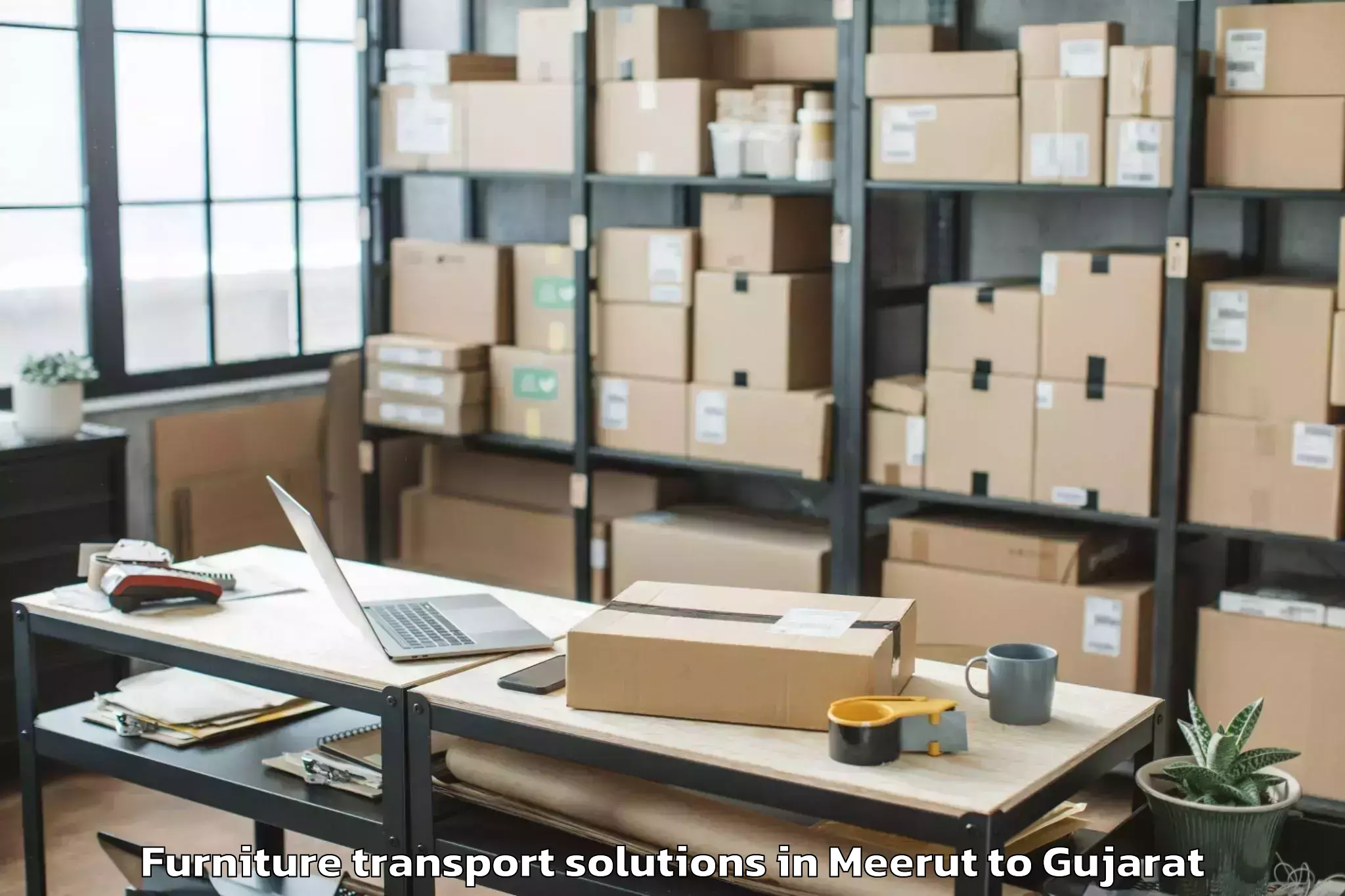 Easy Meerut to Ranavav Furniture Transport Solutions Booking